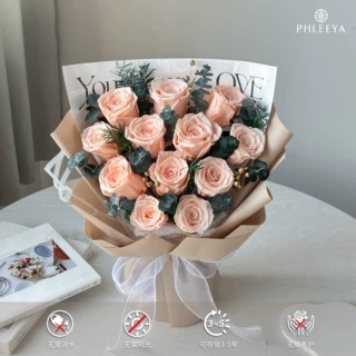 干花玫瑰花教师节花束七夕礼物永生花 情人节高级感永生花束