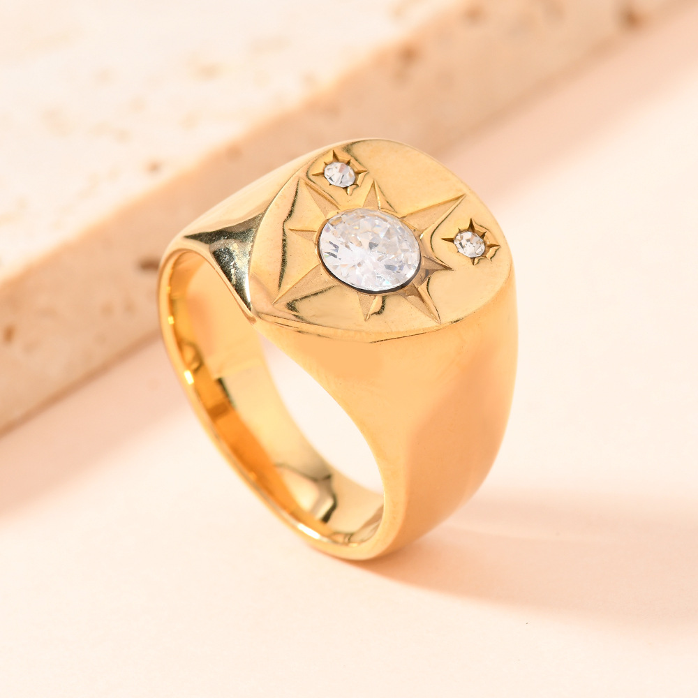 Europa y América anillo de acero inoxidable transfronterizo lujoso ligero estilo de fundición de gota de agua decorado con anillo de acero de titanio image 6