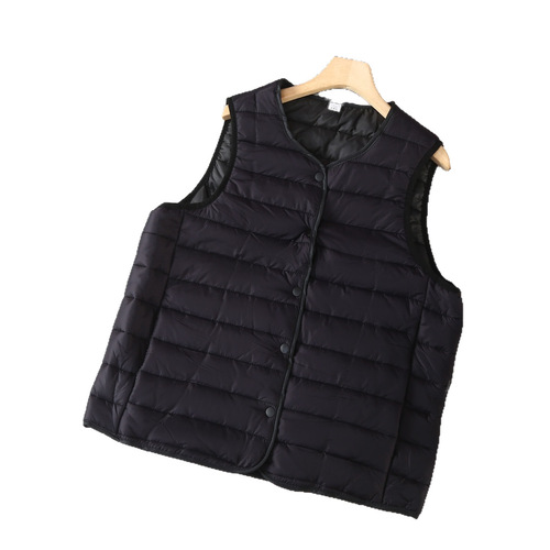 Lightweight Cotton Vests for Autumn and Winter, Short-Sleeved, Solid Color, Collarless Inner Vests for Ladies, Close-Fitting Warm Backless Tops