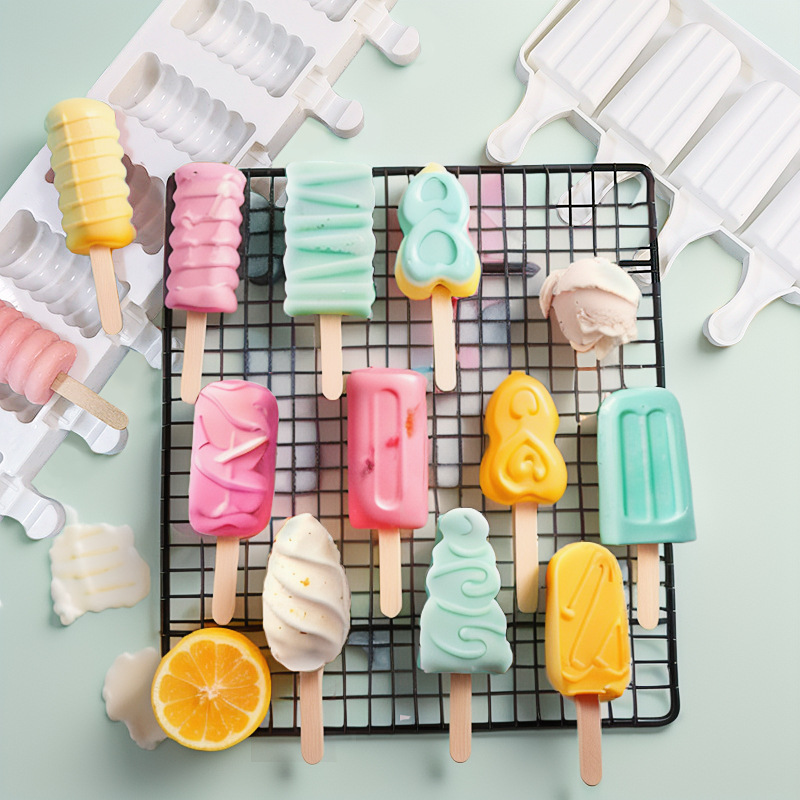 Sanxin 4-piece helado molde de silicona DIY paleta Popsicle fabricante de helados herramienta abrasiva de silicona Amazon