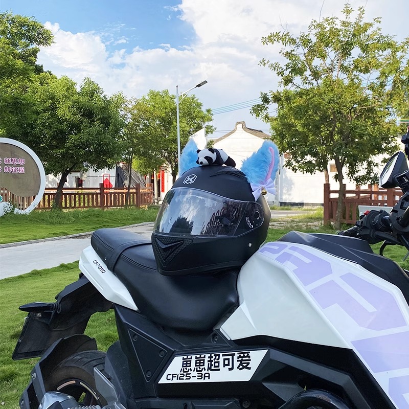 Motorcycle Helmet Decoration Plush Creative Blue Cat Ear