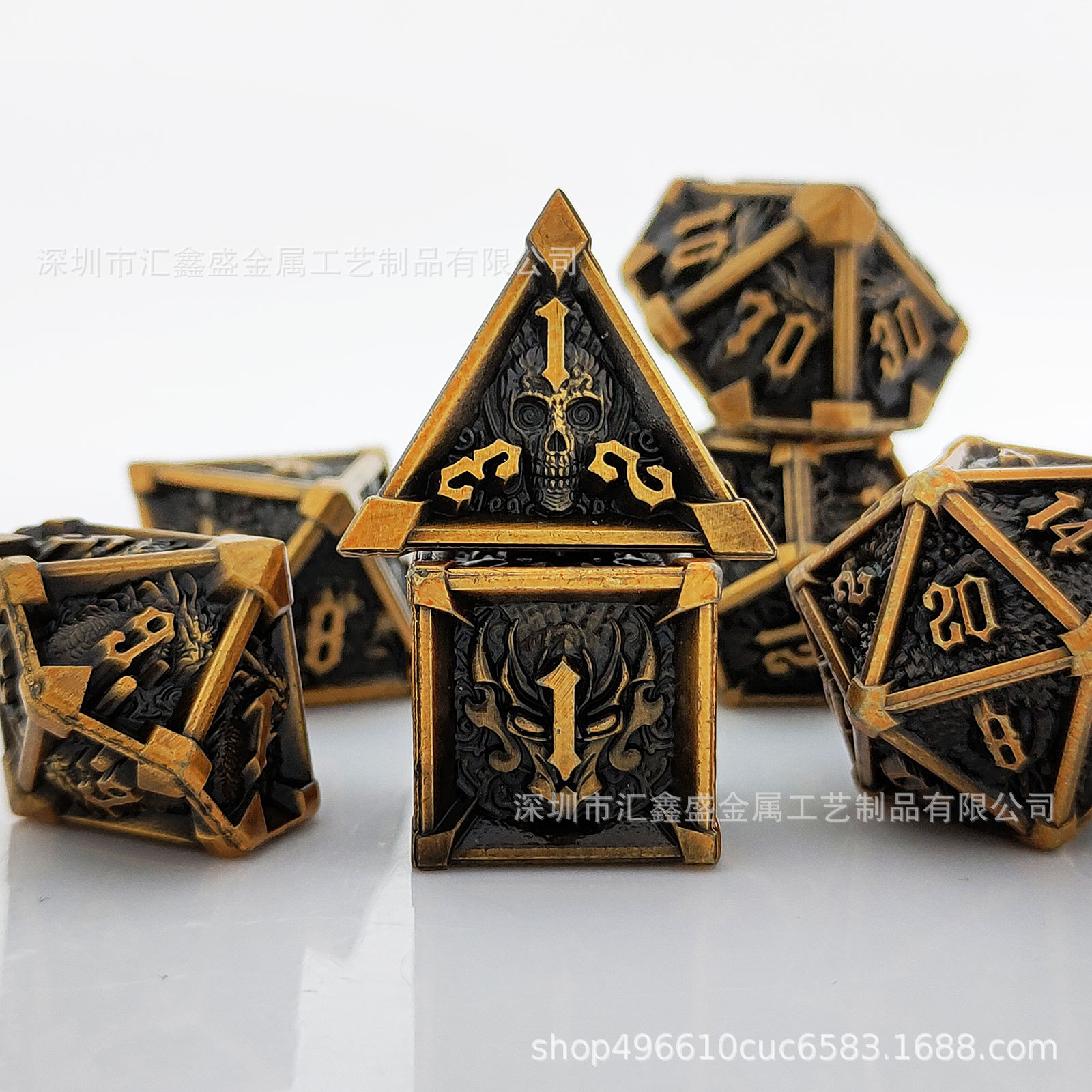 Dice de metal 7 piezas set poliedro DND dragón y mazmorras RPG juego de rol de mesa de grupo D20 transfronterizo