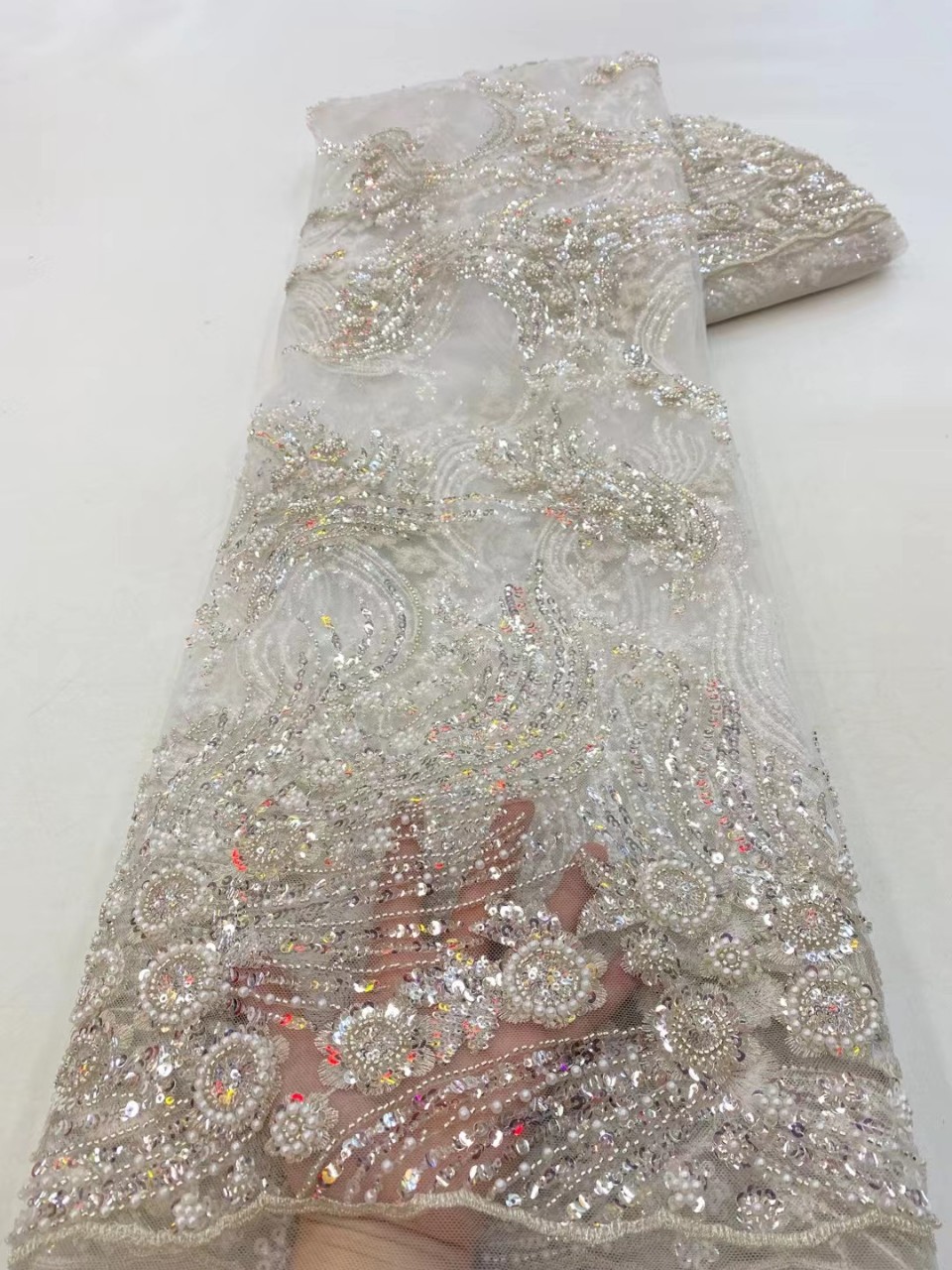 La industria pesada del tubo del grano de la boda vestido de noche de moda europea y americana de encaje de tela de encaje de boda JX2647 image 12
