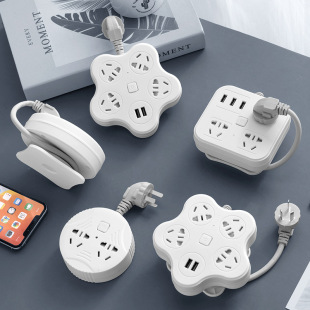 Multi-function usb plug board with cable long cable plug row one turn multi-household converter plug plug plug board plug