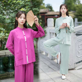 新款新中式中国风休闲改良功夫禅意汉服太极拳武术练功服太极服