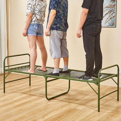 Steel wire bed folding bed single rental room simple bed spring bed reinforced lunch break bed companion bed soft bed