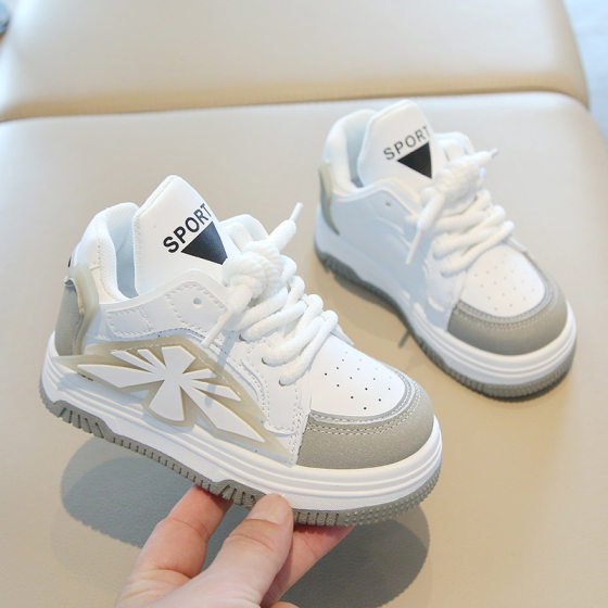 Children's sneaker 2025 Spring Boys Casual Board Shoes High-top Girls White Shoes Soft Bottom Baby Bread Shoes