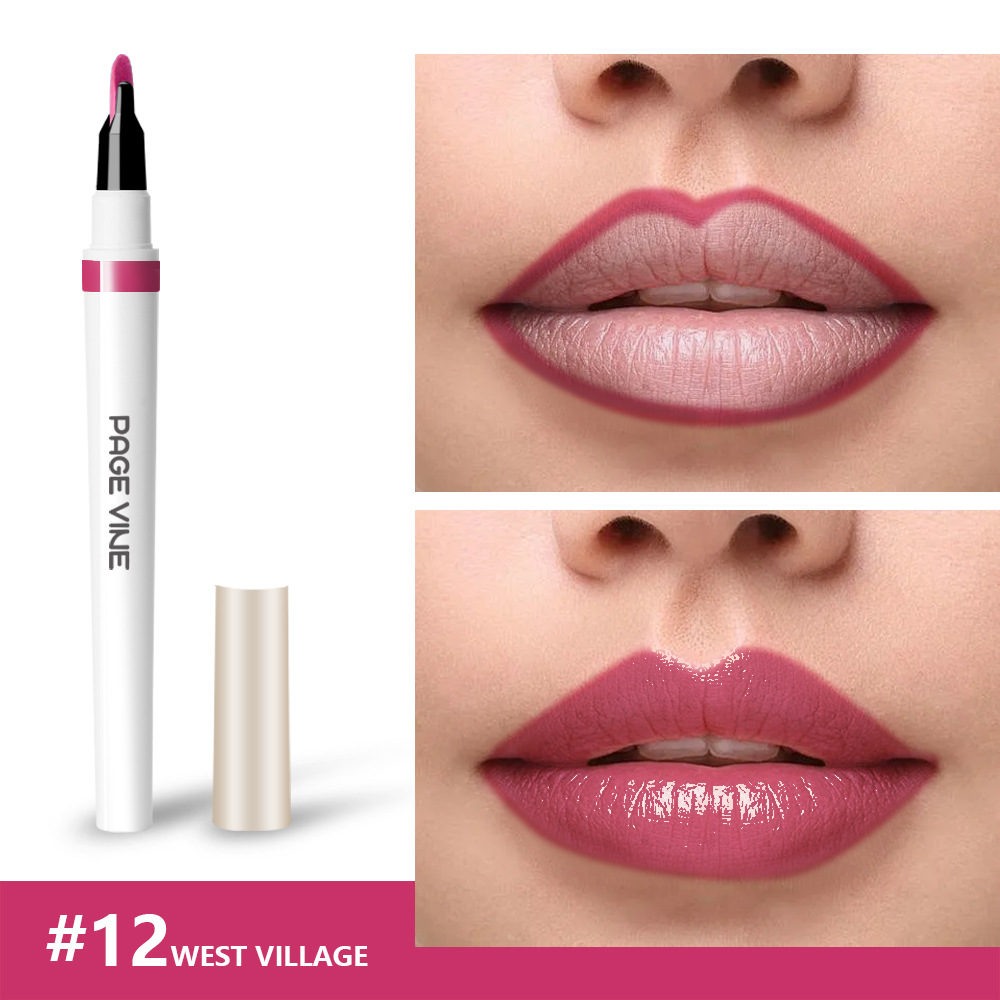 Lípido labial de maquillaje transfronterizo 2 - en - 1 lipstick impermeable y duradero, lipstick líquido de lipstick
