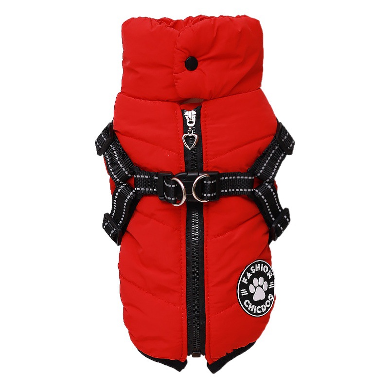 Nuevo abrigo de algodón para perros de invierno con correa de Amazon de tracción en el pecho y la espalda, chaleco para cachorros, ropa gruesa para mascotas de otoño e invierno