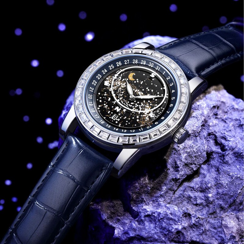 Galaxy Earth New Concept Personalized Automatic Quartz Watch New Belt Watch Men's Rhinestone Business Trend