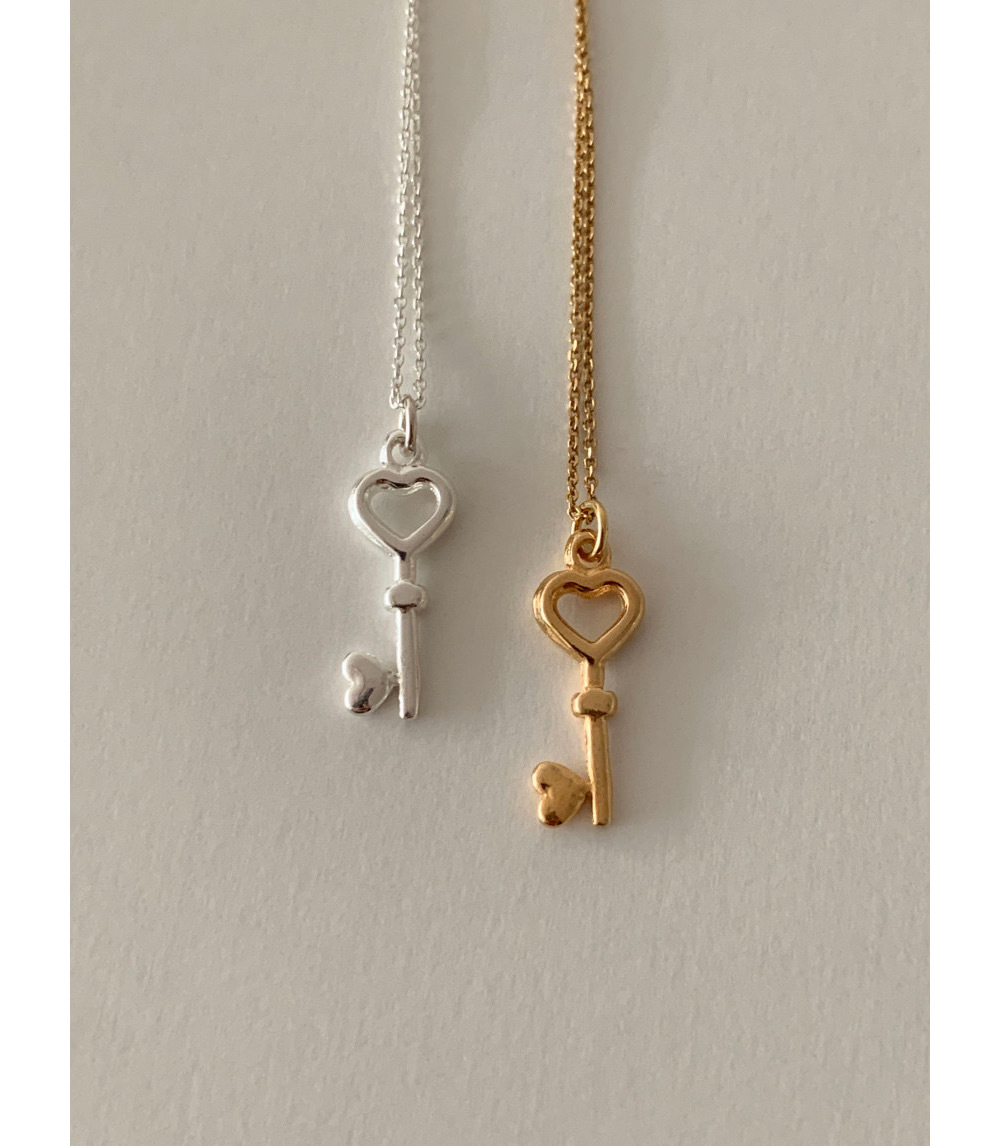 Plata De Ley 925 Cadena Portacables Enchapado Ahuecar Forma De Corazón Llave Collar Colgante display picture 5