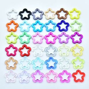 Acrylic Cut Out Beaded DIY Jewelry Accessories Beads Five-Pointed Star Plum Blossom 30mm Perforated Material Package Bead String Pendant