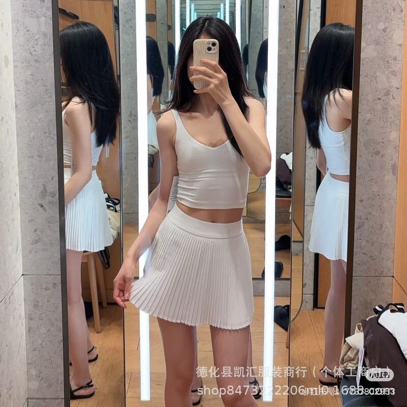 Lulu Original Varsity Women's Accordion Pleated High-Waisted Tennis Skirt Quick-Drying Core-Sucking Sports Fitness Skirt Outdoor