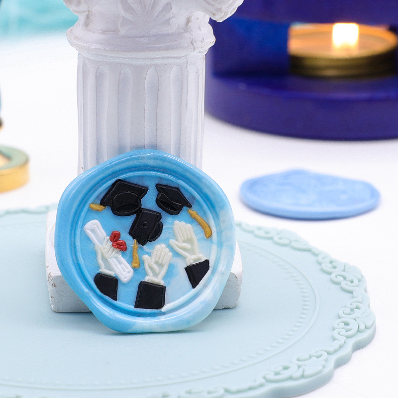 Sello de pintura de fuego de color europeo sello cabeza serie temporada de graduación cabeza de cobre cera de sellado de sobres patrón de producto terminado confeccionado fábrica al por mayor