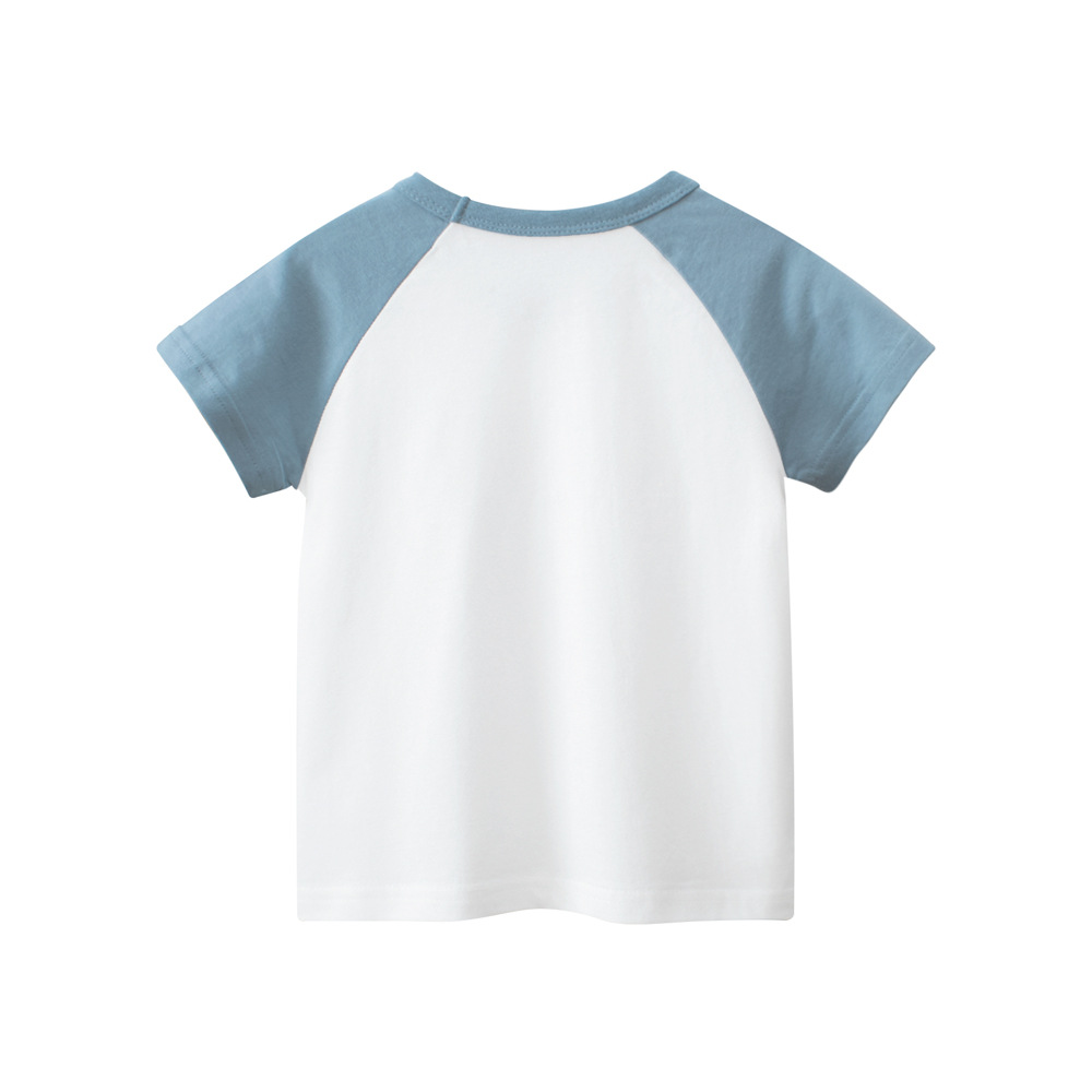 27kids ropa para niños coreanos verano transfronterizo animal dinosaurio dibujos animados niños camiseta de manga corta ropa de bebé al por mayor