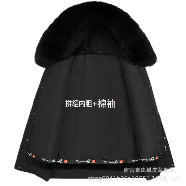 Black (Pin Magnatan Inner Bulin+Cotton Sleeve+Black Fox Mao Wool collar)