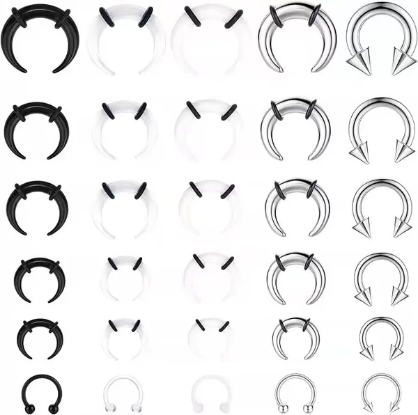 Cross-Border Stainless Steel C-Shaped Nose Ring Body Piercing Acrylic Horseshoe Nose Ring Set Piercing Jewelry Hot Selling