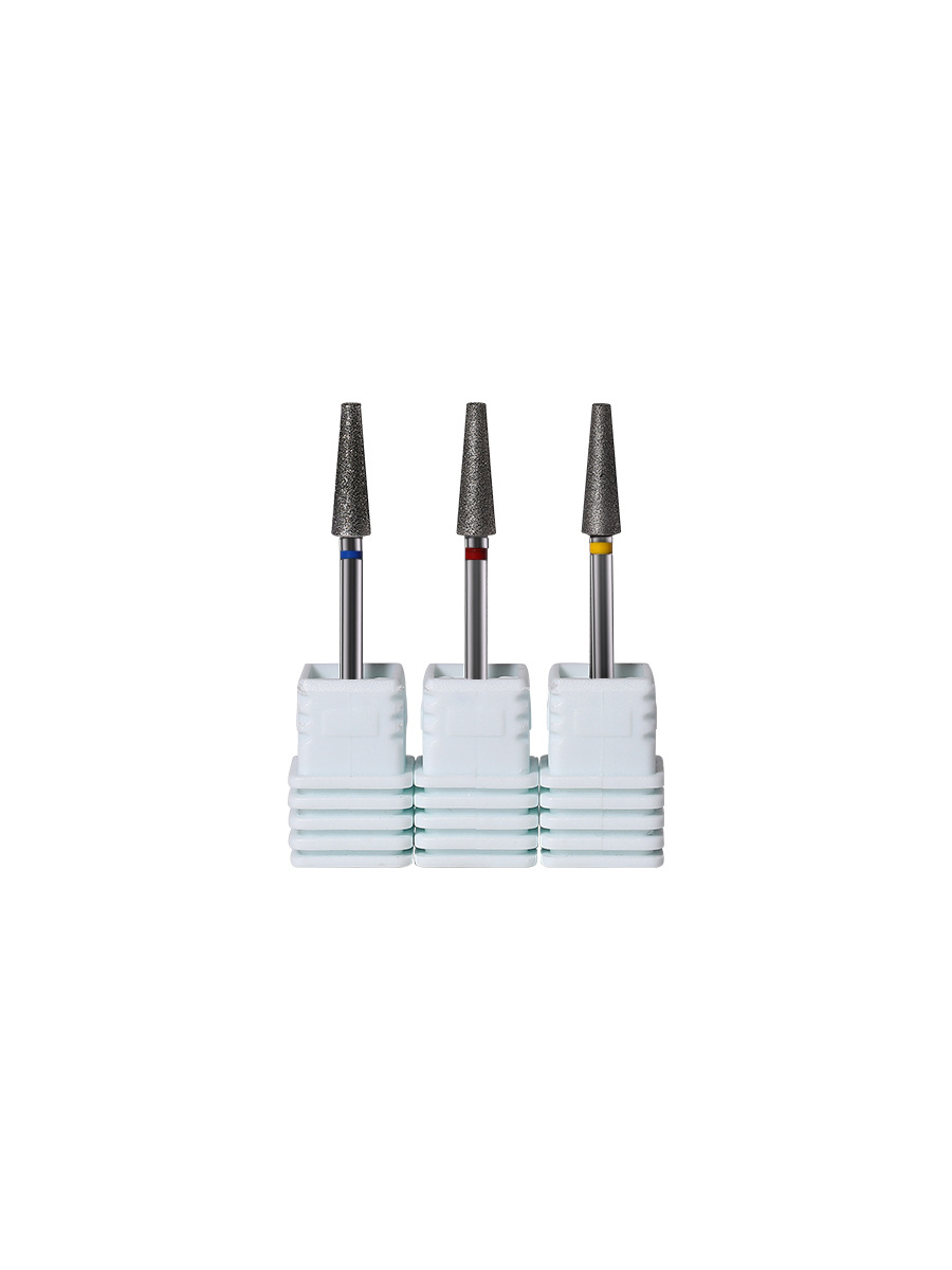 Venta caliente Ruso máquina de pulir uñas cabeza de molienda exfoliante de acero de tungsteno de alta gama cónica herramienta de galvanoplastia 4mm Diamante