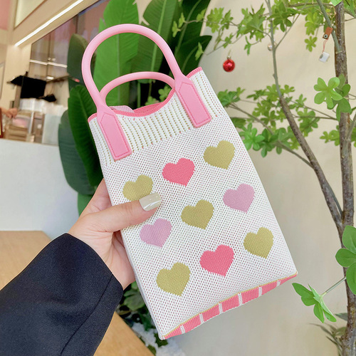 Girly pink love mini mobile phone bag niche design Korean version versatile compact one-shoulder crossbody bag student coin purse