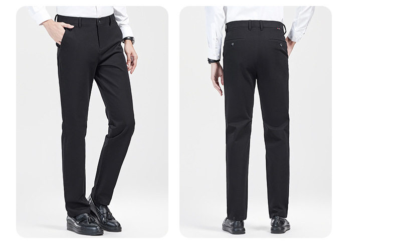 Quần dài nam ống đứng cạp vừa co giãn, chất cotton pha, không cần ủi — Màu xanh hải quân, màu kaki, màu xám, màu đen chi tiết 12
