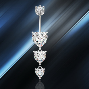 S925 silver belly button nail human body piercing jewelry goddess love long pendant belly button ring Yiwu manufacturers wholesale