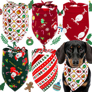 Dog Christmas triangle Amazon best selling pet triangle cotton pet scarf scarf factory outlet