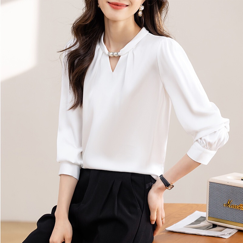 Brand Spring Silk Shirt for Women, Long-Sleeved, New Fashion, Loose Fit, Plus Size, Slimming, Mulberry Silk Base Top Brand Spring Silk Shirt for Women, Long-Sleeved, New Fashion, Loose Fit, Plus Size, Slimming, Mulberry Silk Base Top