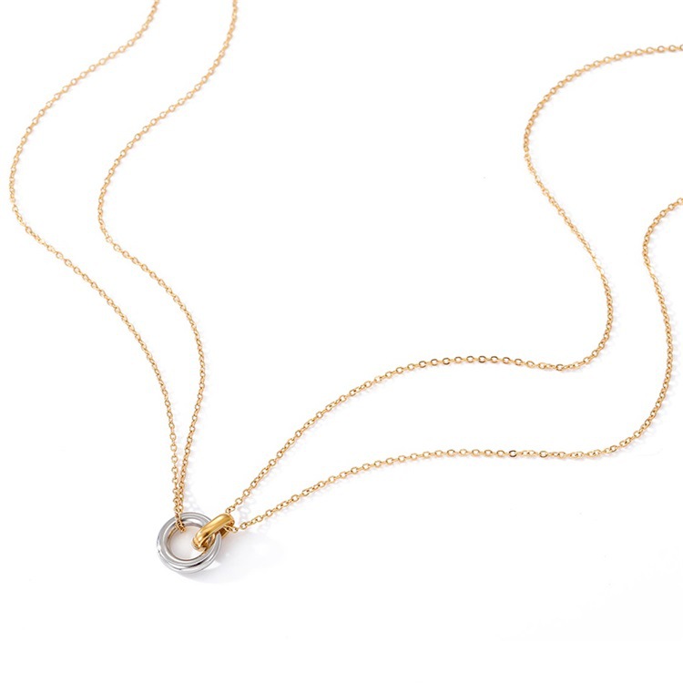 Solid Color Pattern Women's Gender PVD Coated Real Gold Plated Solid Color 304 Stainless Steel Vacation Classic Style Waterproof Non Tarnish 304 Stainless Steel Pendant Necklace