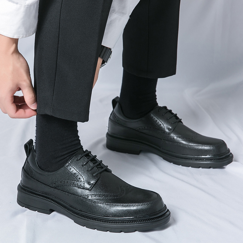 Transfronterizo grande aumento de suela gruesa BLOCK trajes británicos zapatos de cuero hombre casual de negocios zapatos de novia