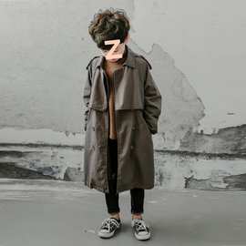 童装儿童春秋款英伦风外套男童秋装2025新款韩版中大童中长款风衣