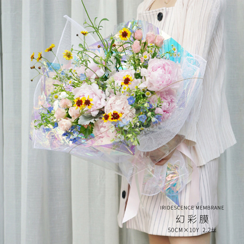 Ramo de flores película de color mágico Nuevo estilo colorido película Apple envolver papel DIY regalo forro decorativo papel flor Tienda materiales