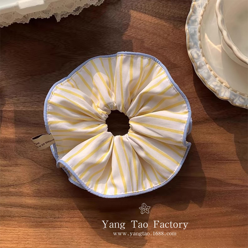 Nuevo anillo de intestino a rayas de alta gama, cuerda para el cabello, lazo para el cabello francés para niña, cuerda para el cabello, lazo para el cabello de doble capa coreana