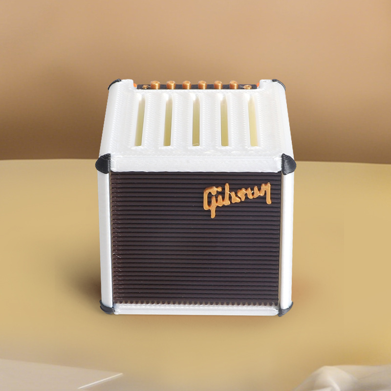 흰색 픽 보관 스피커(로고 포함)