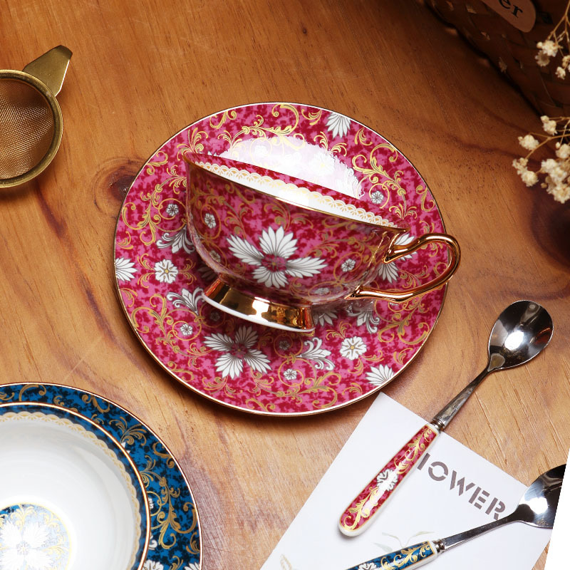 Taza de café de porcelana china Taza de estilo europeo exquisita de alta gama Juego de té de la tarde británico de alta gama Caja de regalo