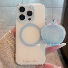 Apple 16pro 携帯電話ケース iphone15 磁気吸引 14promax ブルーアップル 13 スタンド 11 女性 ins スタイルに適しています。