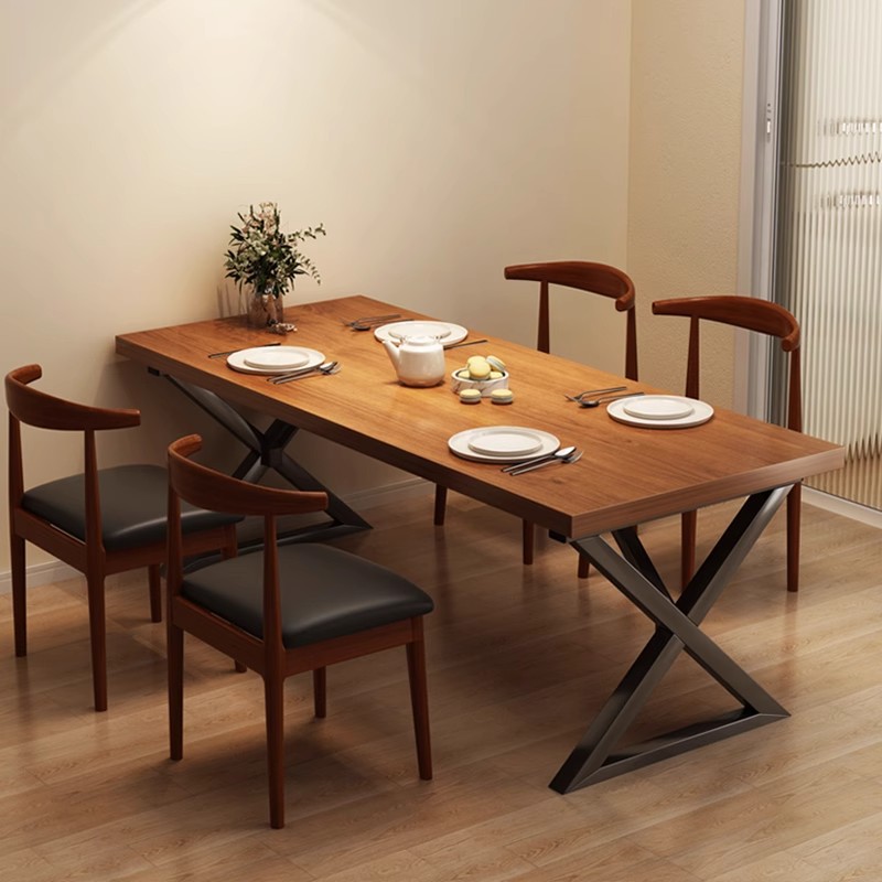 Mesa de comedor de estilo industrial Mesas y sillas de comida rápida rectangulares Bocadillos de comida rápida Taberna Restaurante de fideos Mesa de comedor comercial