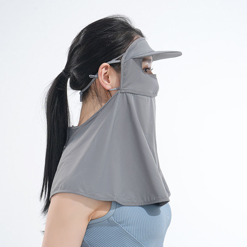 Máscara de protección solar de cara completa para damas cara de verano máscara de sombrero de Gini máscara de seda de hielo anti-ultravioleta todo en uno máscara transpirable