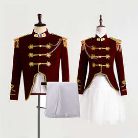 舞台写真情侣演出服影楼拍照军礼服套装海军男女军乐团制服水手服