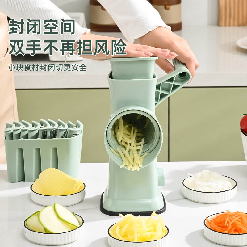 Nuevo cortador de verduras de tambor multifuncional, cortador de verduras de pepino en rodajas de papa en casa, dispositivo de corte de verduras en rollo de manivela