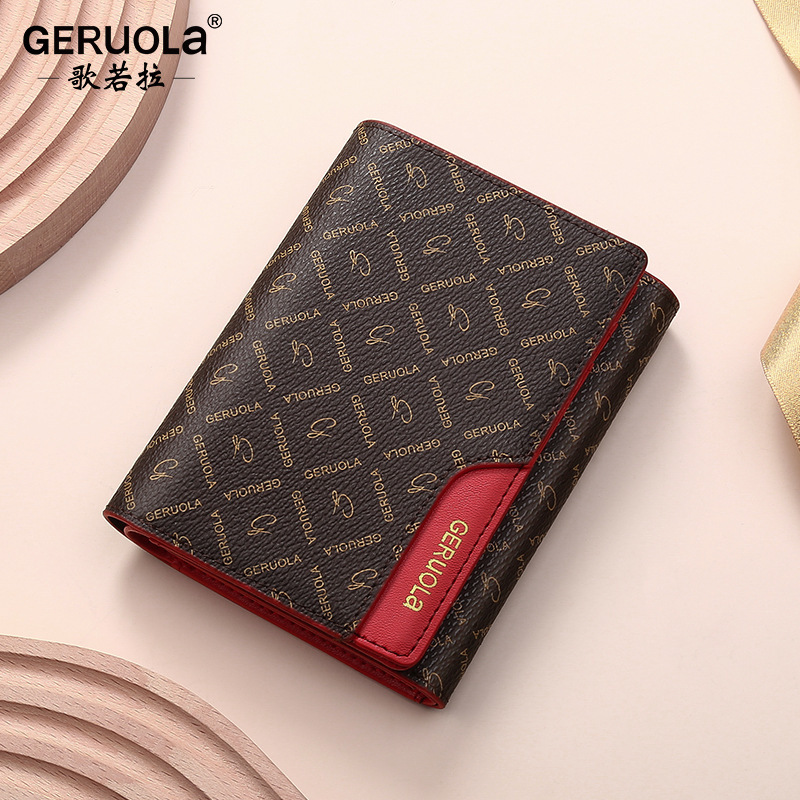 Cartera corta de mujer cartera de tres plegadas multi-tarjeta bolso de cambio de impresión de moda simple pequeña cartera pequeña bolsa