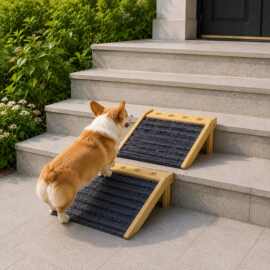 跨境实木楼梯狗爬梯小型猫犬低角度步梯木梯台阶宠物坡道宠物楼梯