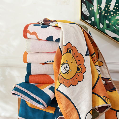 Manufacturer wholesale new four-layer gauze bath towel cartoon cotton household adult bath towel absorbent beach towel bath towel