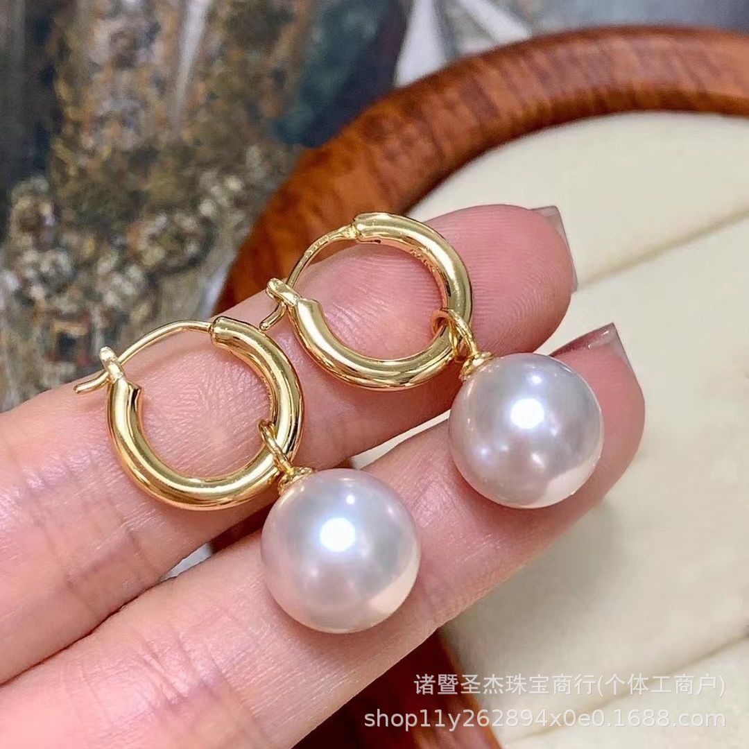 S  LIU YIFEI 같은 스타일의 세련된 단순 천연 담수 진주 라운드 약간 결함이 있는 귀걸이 귀걸이 여성용 도매