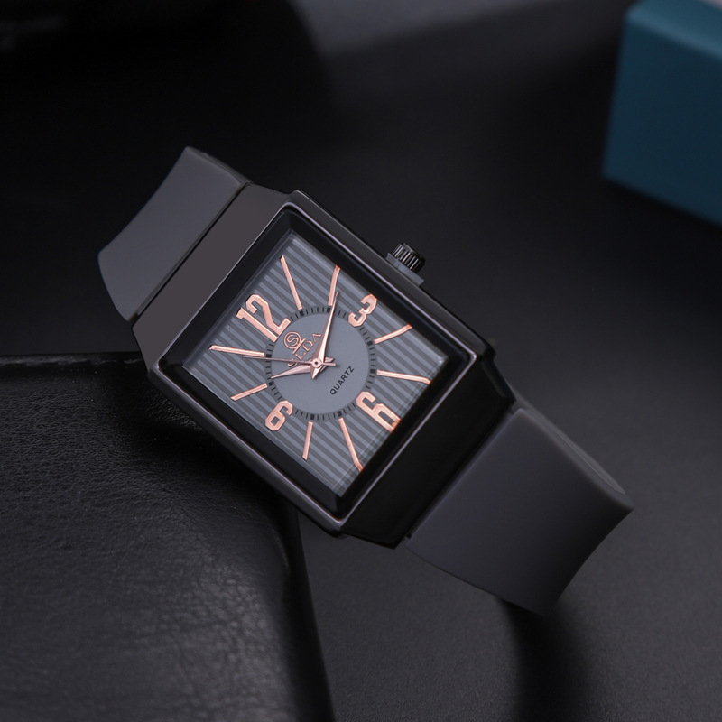 E-Commerce popular rectangular dial fashion Men's Watch student High-looking silicone band thin quartz watch men E-Commerce popular rectangular dial fashion Men's Watch student High-looking silicone band thin quartz watch men