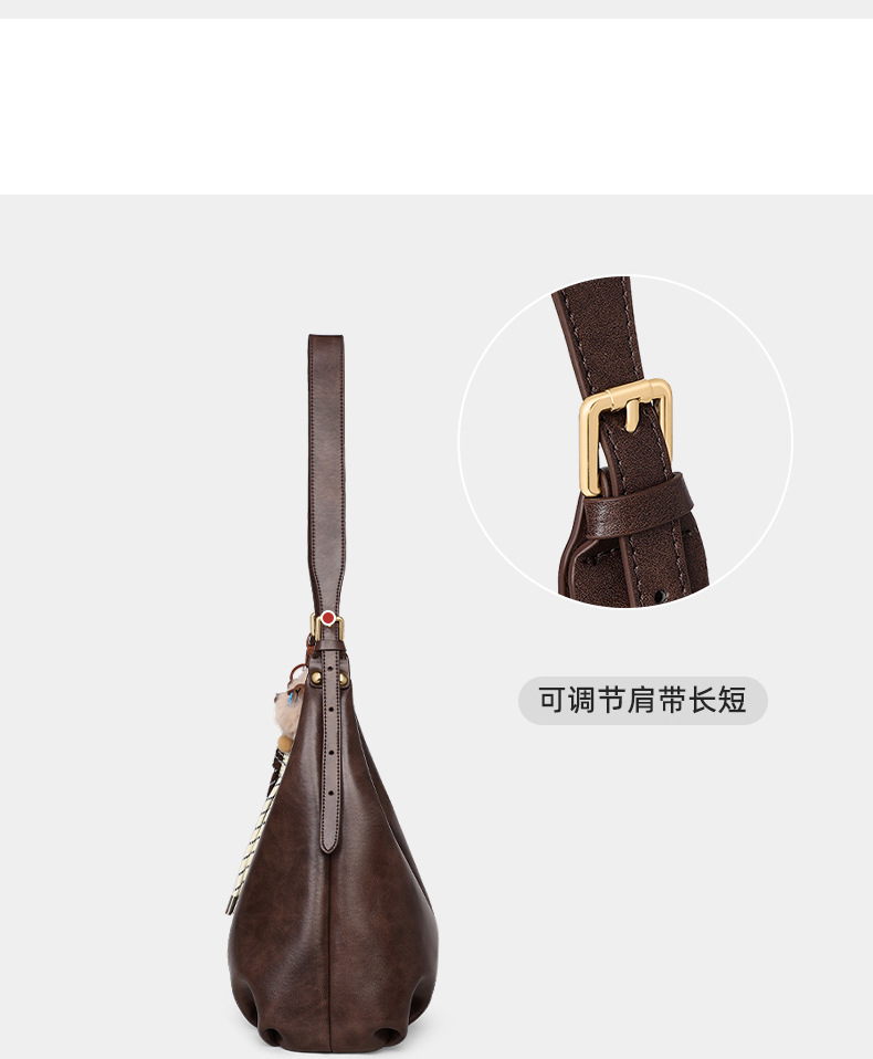 Túi tote nữ cỡ lớn đi làm, túi đeo nách thời trang, đeo chéo một bên vai, kèm mặt dây chuyền lông thú — Màu cà phê, Màu cà phê (phiên bản công khai) chi tiết 17