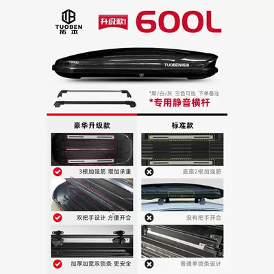 Suitable for Tuoben Roof — Roof box - no-need-to-drill-holes-600l-upgraded-roof-box-black-white-and-gray-high-speed-crossbar