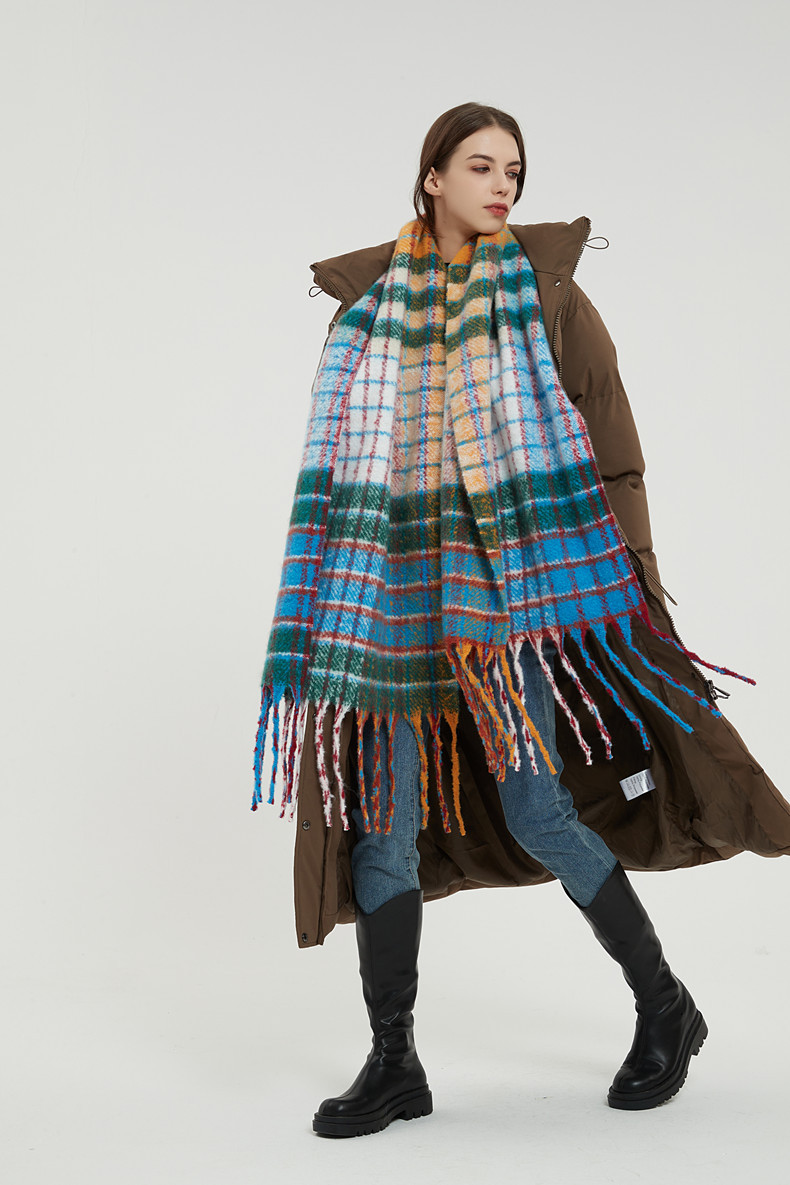 Neu Imitation Mohair Regenbogen Plaid frauen Winter Schal Verdickt Warme Schal_voghion.com