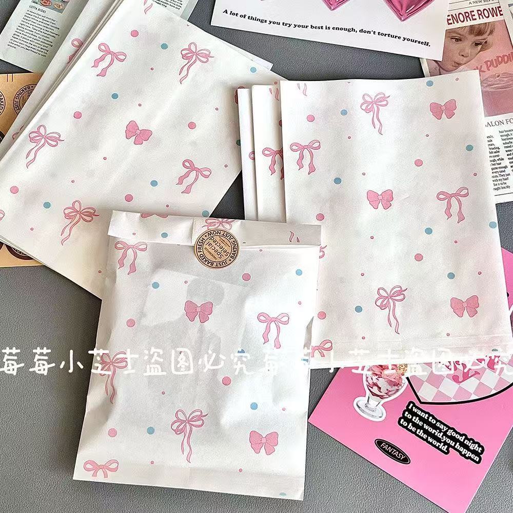ins粉色蝴蝶结爱心纸袋高颜值小卡手账小礼物包装打包出货diy袋子