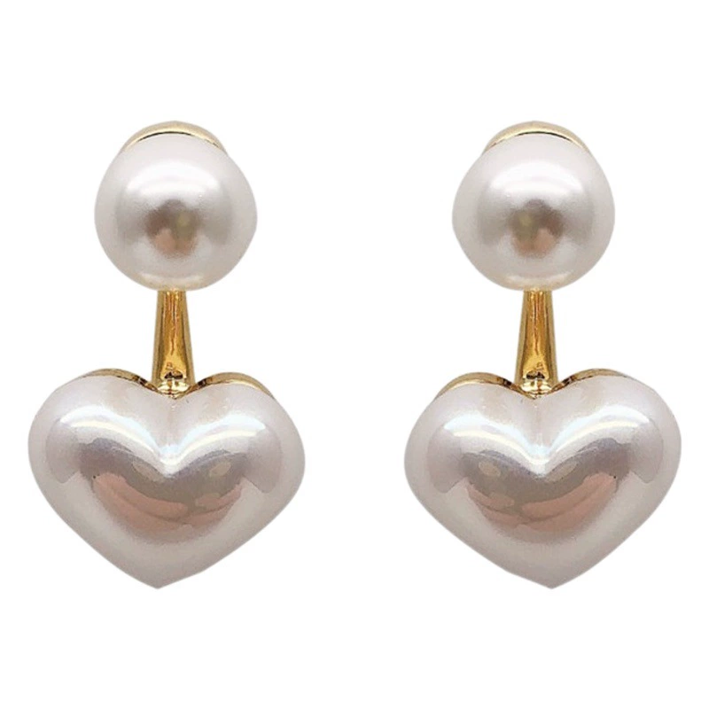 925 Серебряные иглы Простые маленькие серьги с жемчугом любви Южная Корея Серьги для девочек Tongdaemun Популярные в Интернете Универсальные элегантные серьги