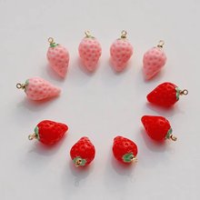 树脂仿真甜美草莓水果小挂件 DIY手工自制耳饰手链吊坠材料配件包